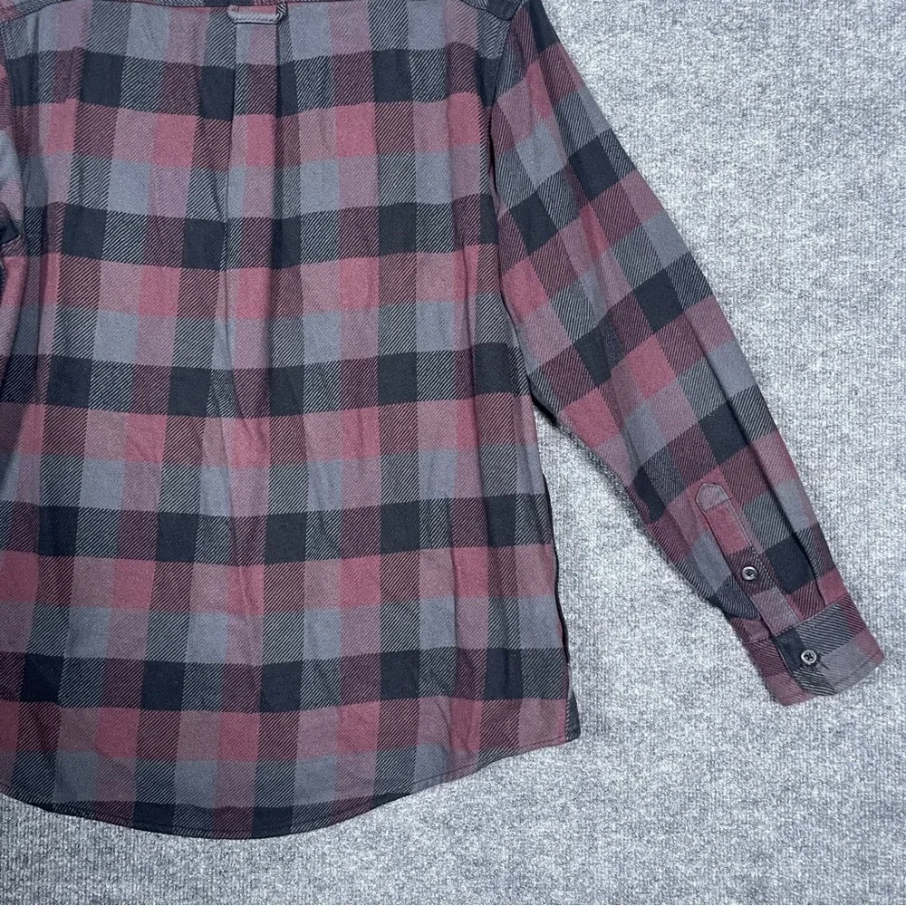 Orvis Mens Large Plaid Flannel Big Bear Shacket‎ Heavyweight Maroon Shirt Jacket